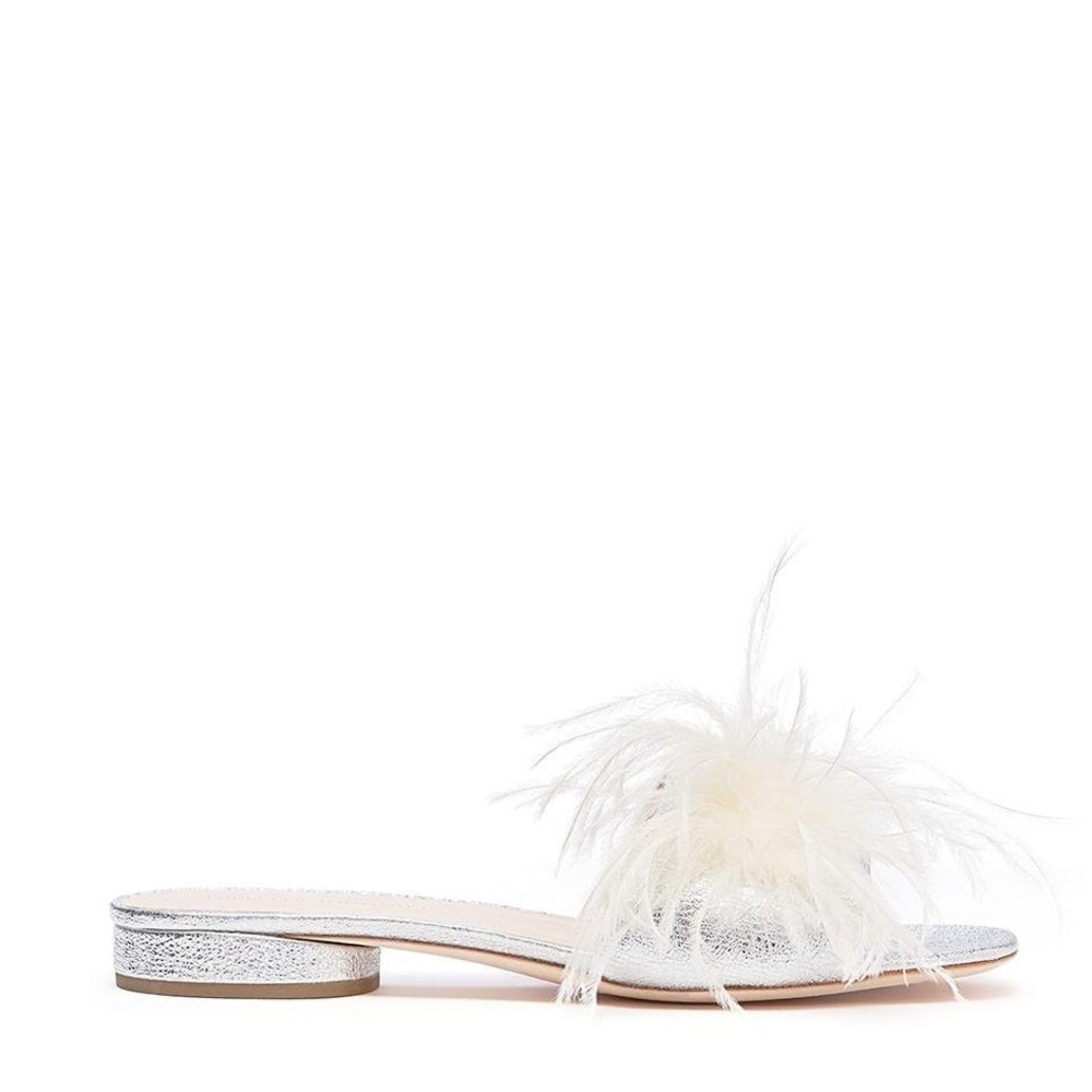 Loeffler Randal Silver Feather Sandal Bridal 9